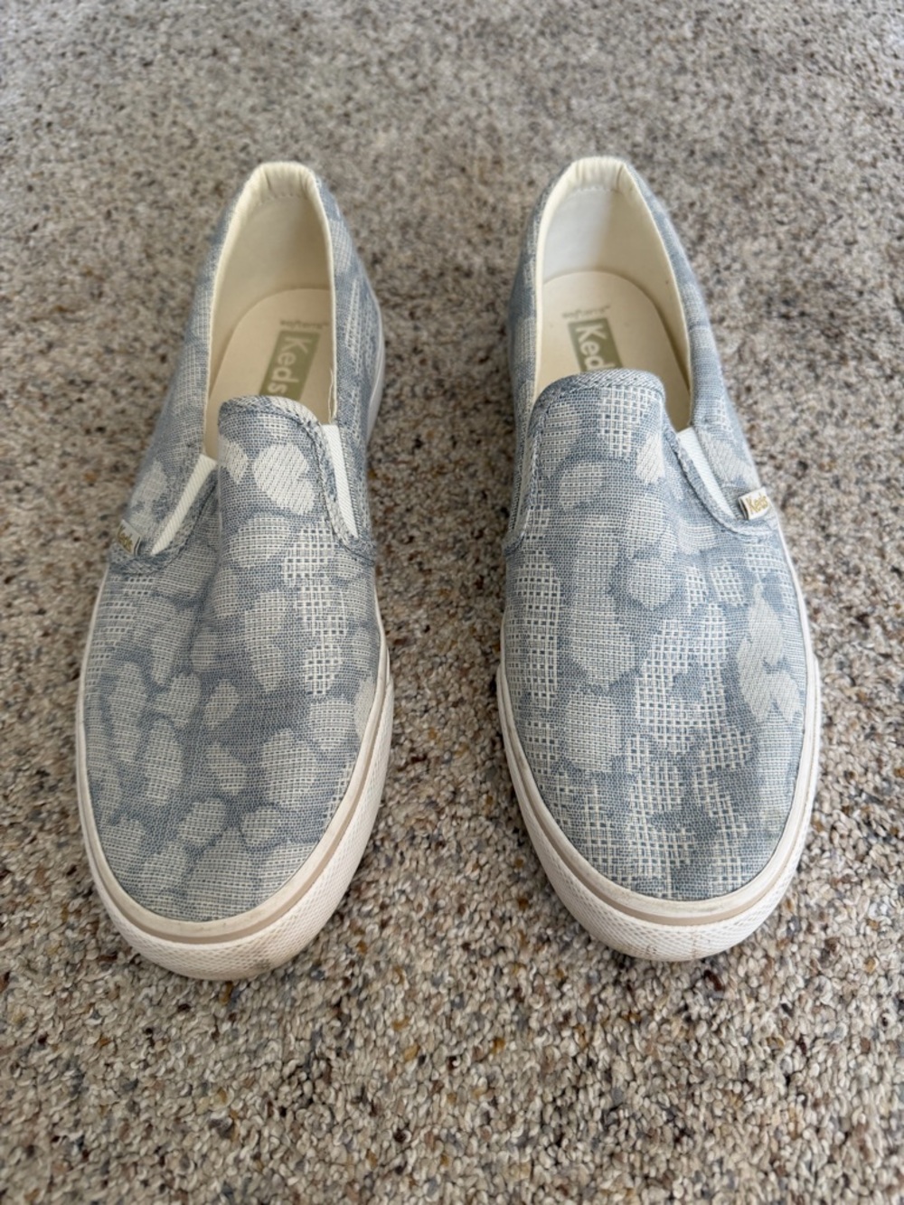 Keds Slip-On Sneakers in Pale Blue and White Floral Canvas